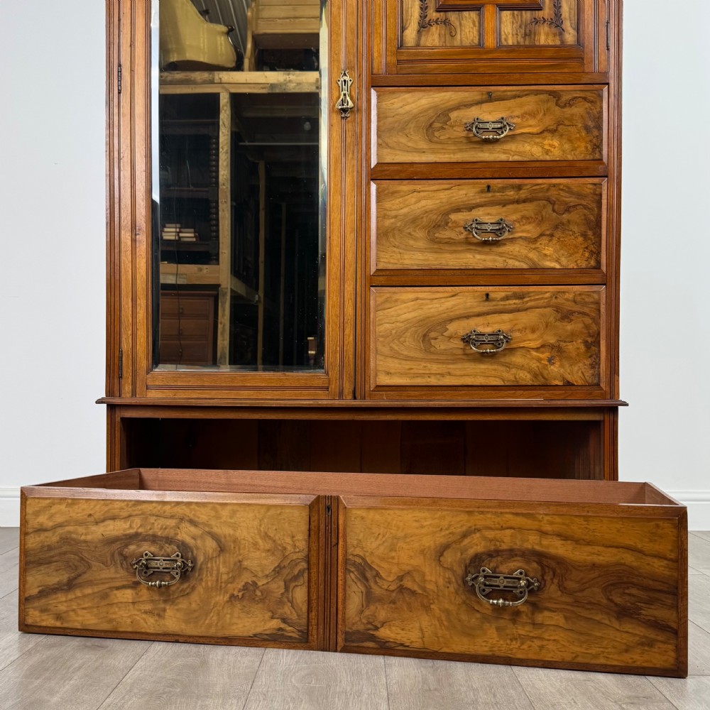 Antique 19th Century Fine Quality Burr Walnut Compactum Wardrobe  View X