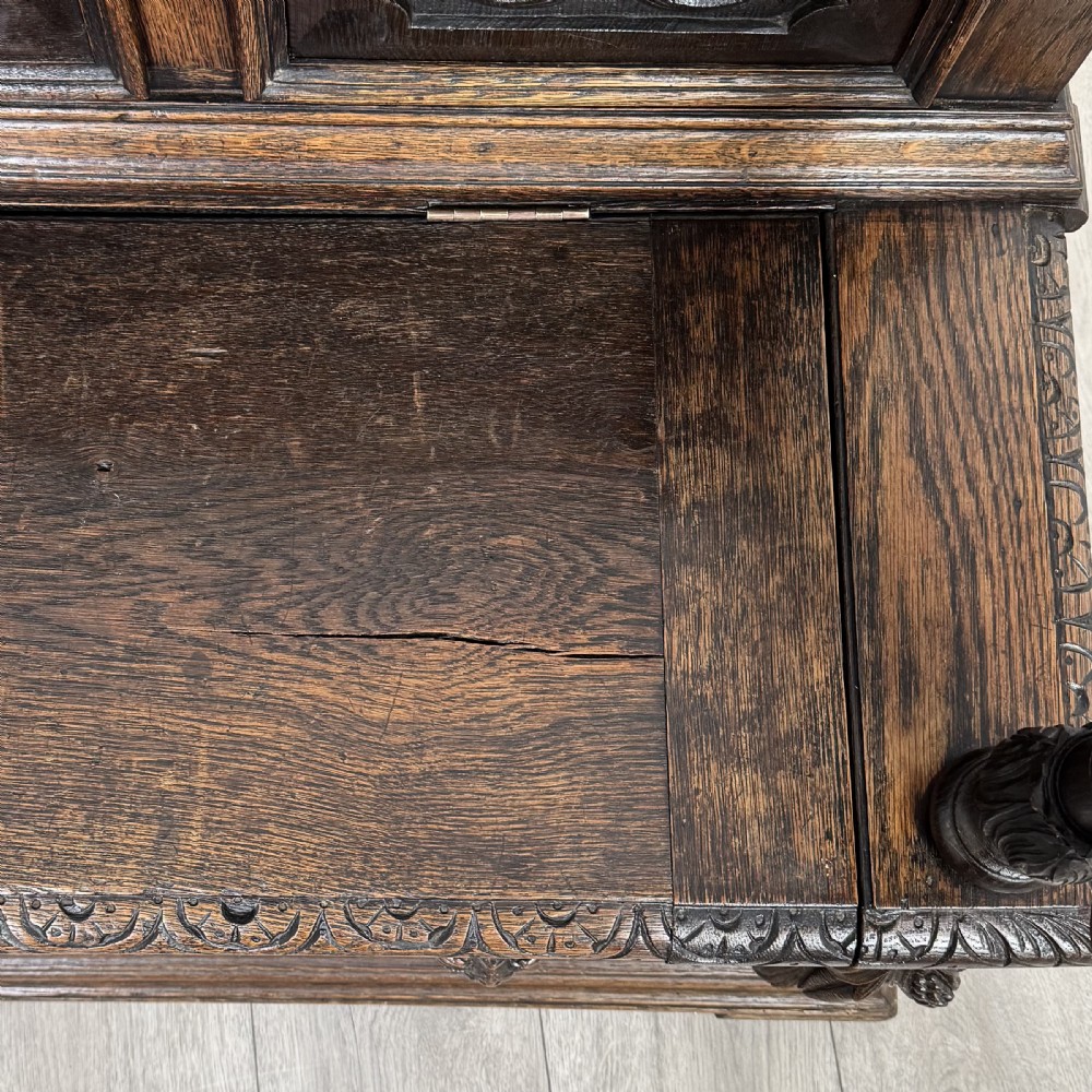 Antique 19th Century Fine Quality Carved Oak Settle  View XIII