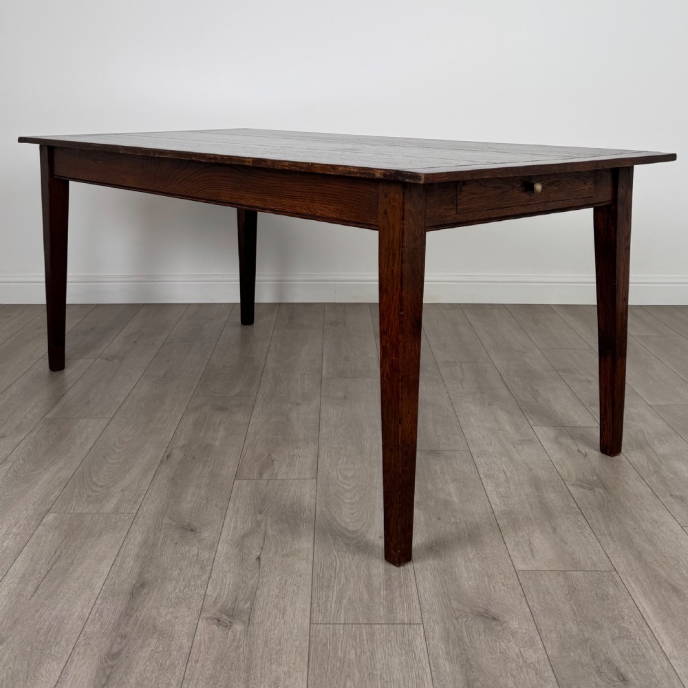 Antique 20th Century Fine Quality Oak Dining Table With Drawer 