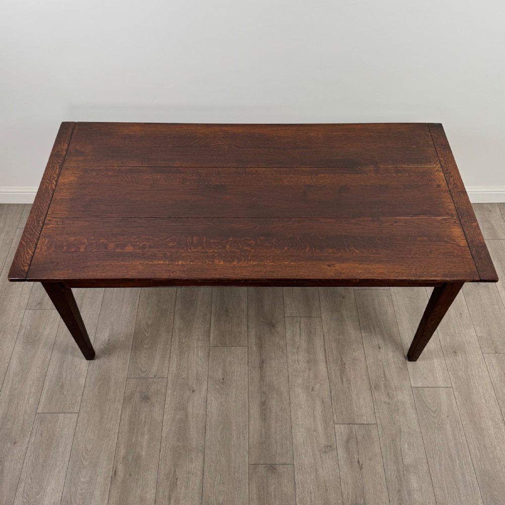 Antique 20th Century Fine Quality Oak Dining Table With Drawer  View IV