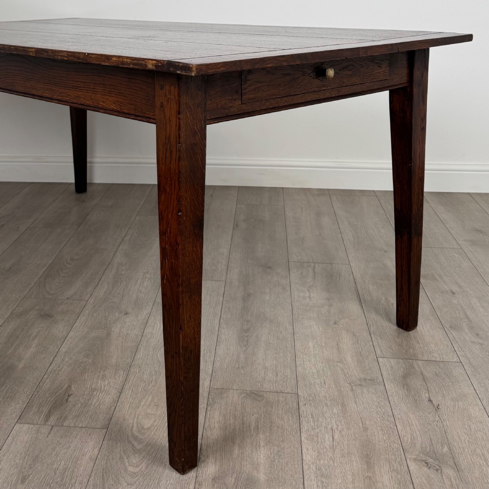 Antique 20th Century Fine Quality Oak Dining Table With Drawer  View V