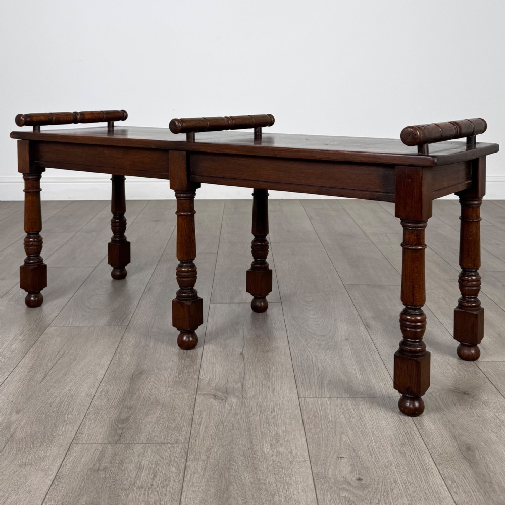  Antique 20th Century Hall Bench / Window Seat In Oak 