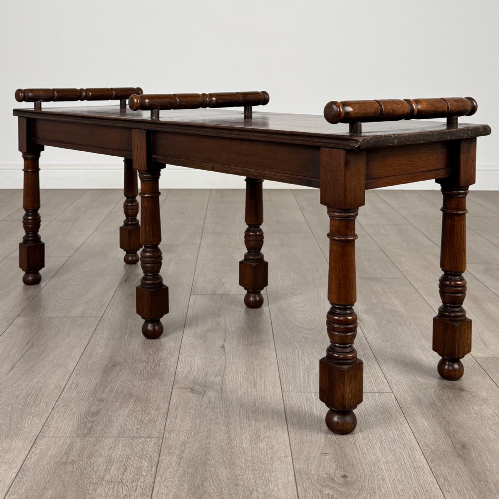  Antique 20th Century Hall Bench / Window Seat In Oak  View V