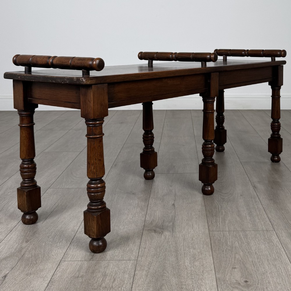  Antique 20th Century Hall Bench / Window Seat In Oak  View VII