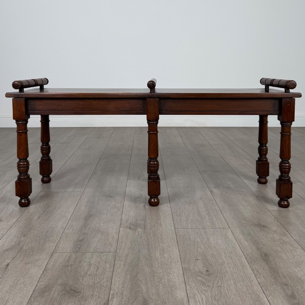  Antique 20th Century Hall Bench / Window Seat In Oak  View VIII