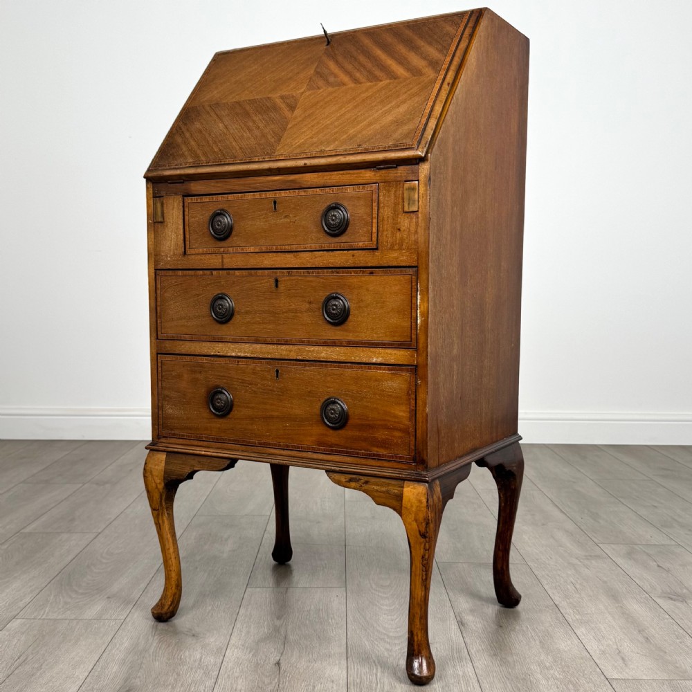 Antique 20th Century Small Inlaid Bureau In Mahogany  View III