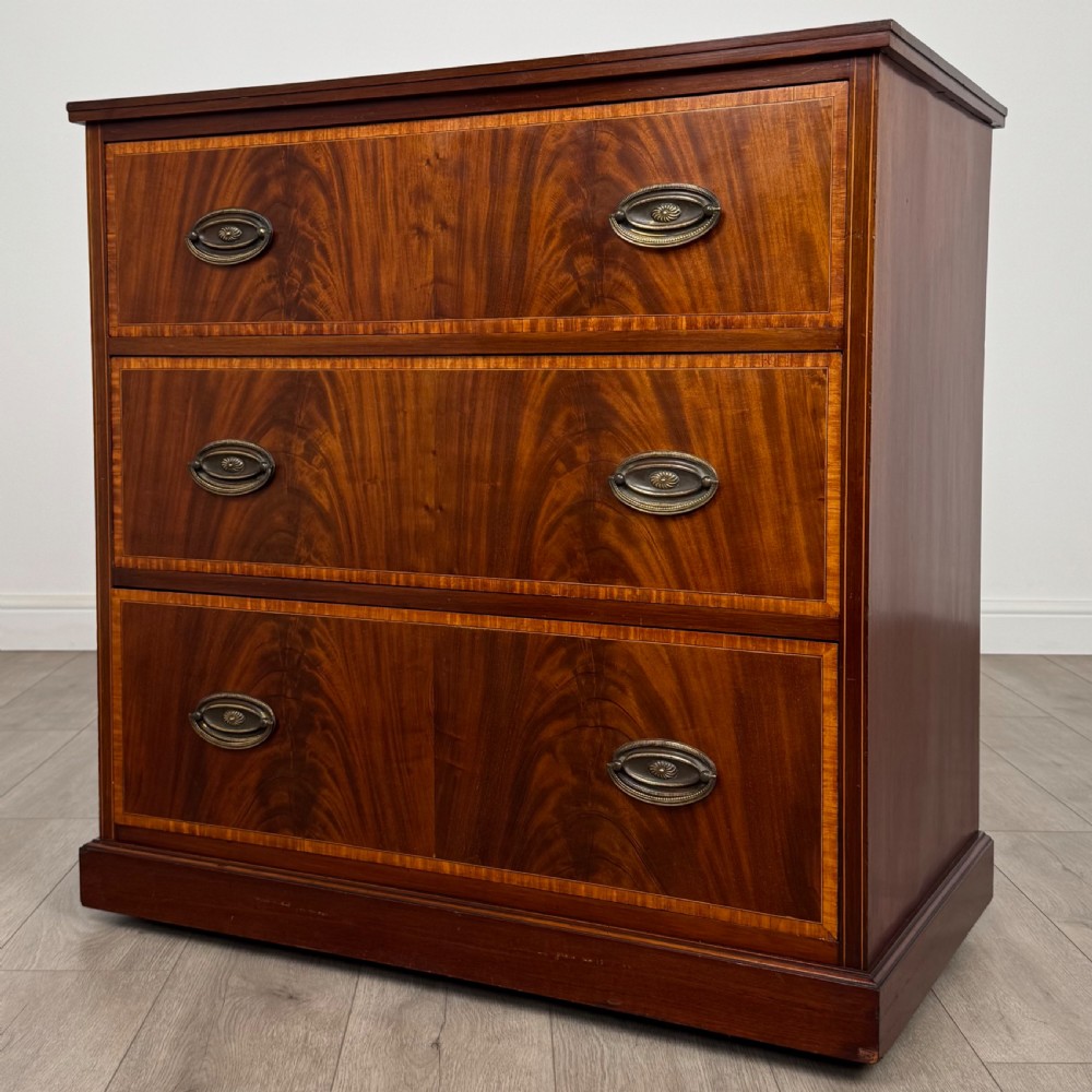  Antique 19th Century Small Inlaid Chest Of Drawers In Mahogany  View II