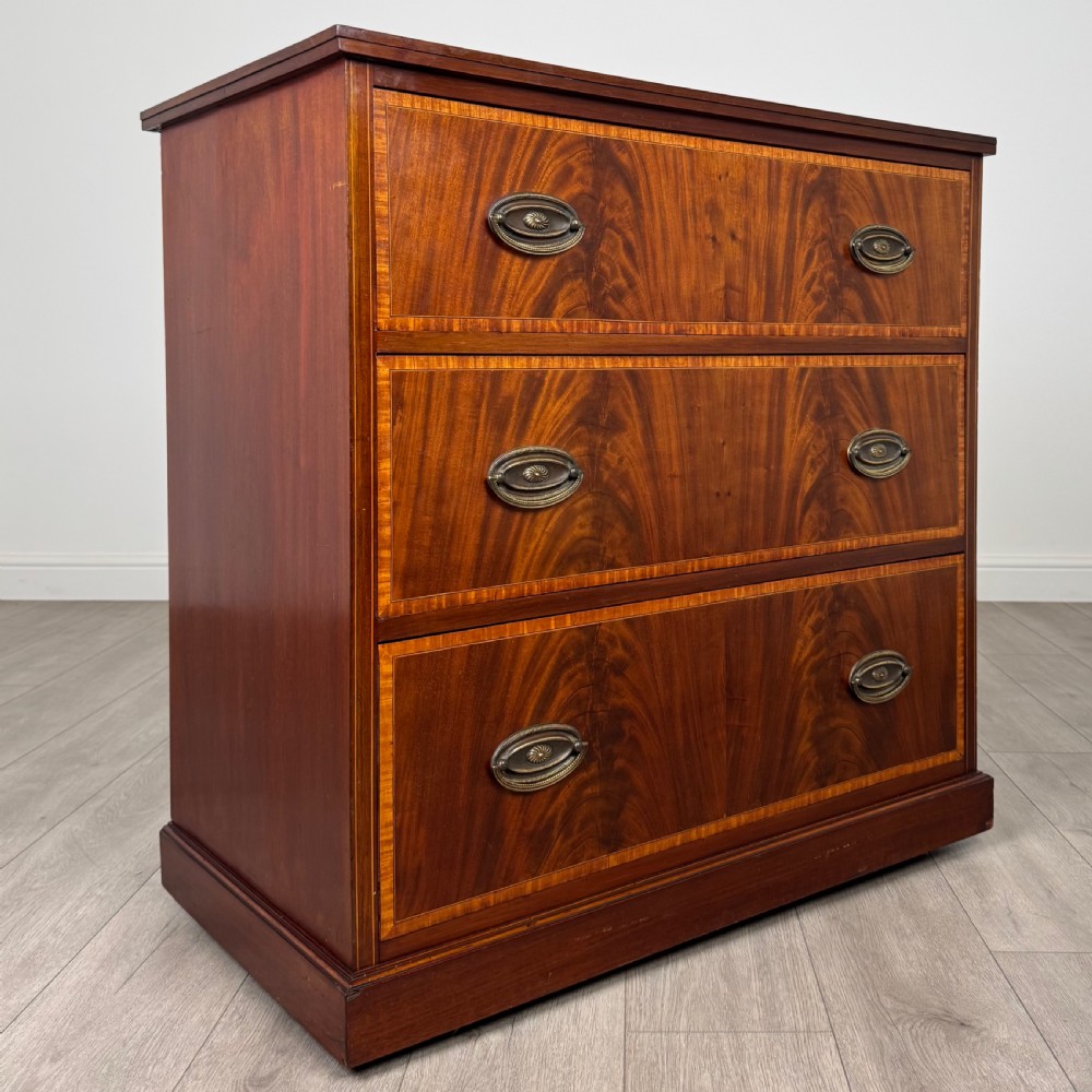  Antique 19th Century Small Inlaid Chest Of Drawers In Mahogany  View VIII