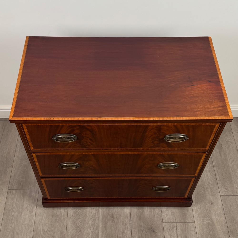  Antique 19th Century Small Inlaid Chest Of Drawers In Mahogany  View IX
