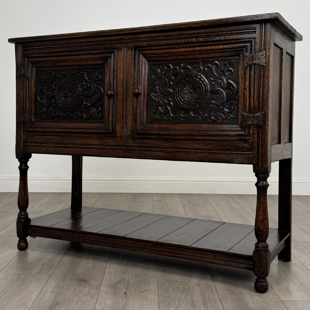 Antique 18th Century Good Quality Carved Oak Cupboard  View III