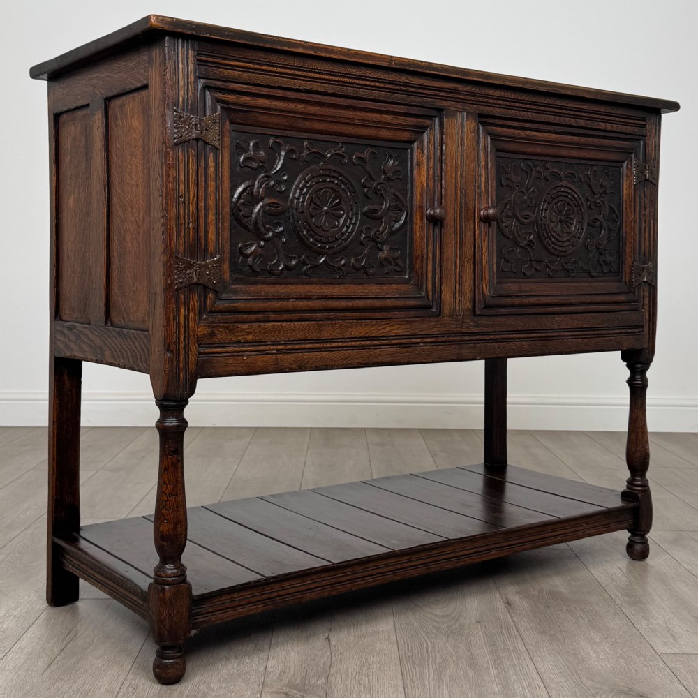 Antique 18th Century Good Quality Carved Oak Cupboard  View IX