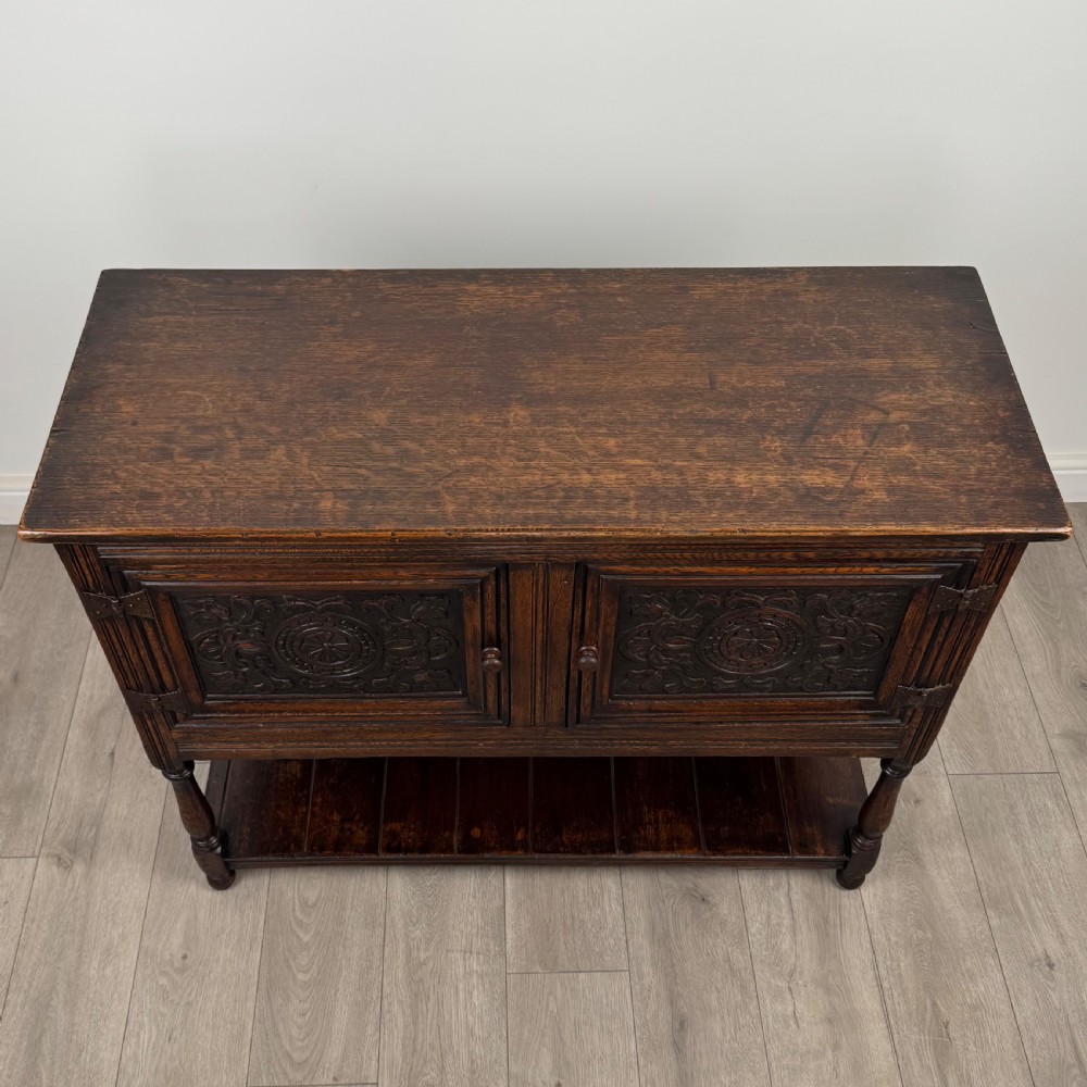 Antique 18th Century Good Quality Carved Oak Cupboard  View X