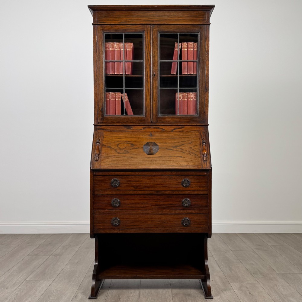  Antique 20th Century Bureau Bookcase In Oak 