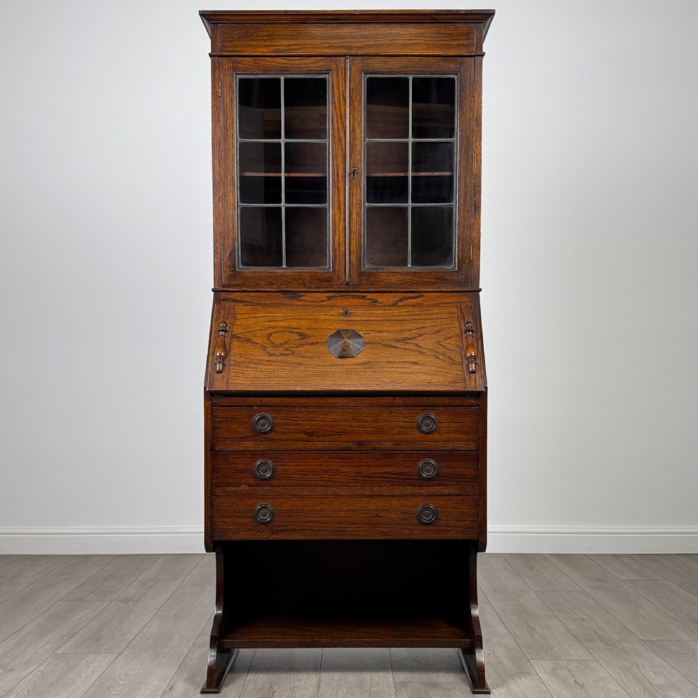  Antique 20th Century Bureau Bookcase In Oak  View II