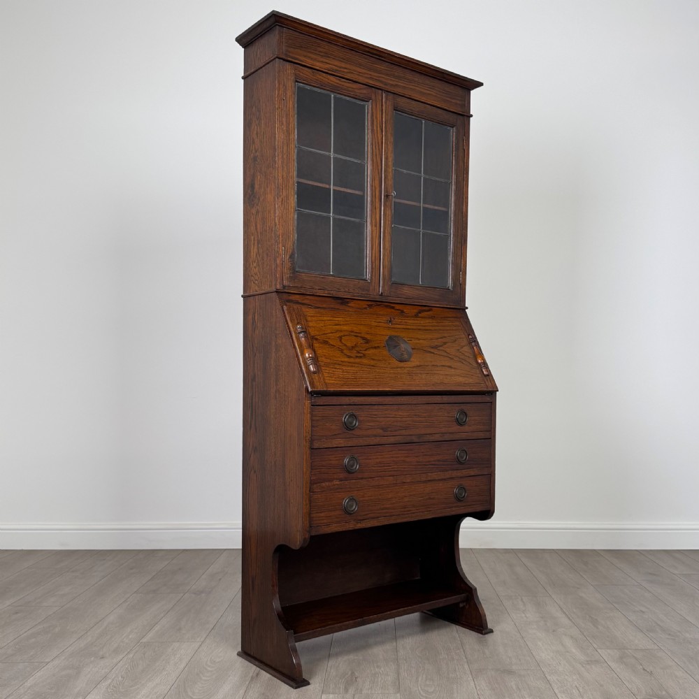  Antique 20th Century Bureau Bookcase In Oak  View X