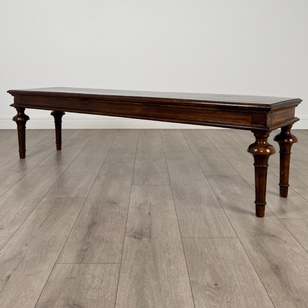 Antique 20th Century Long Hall Bench In Mahogany 