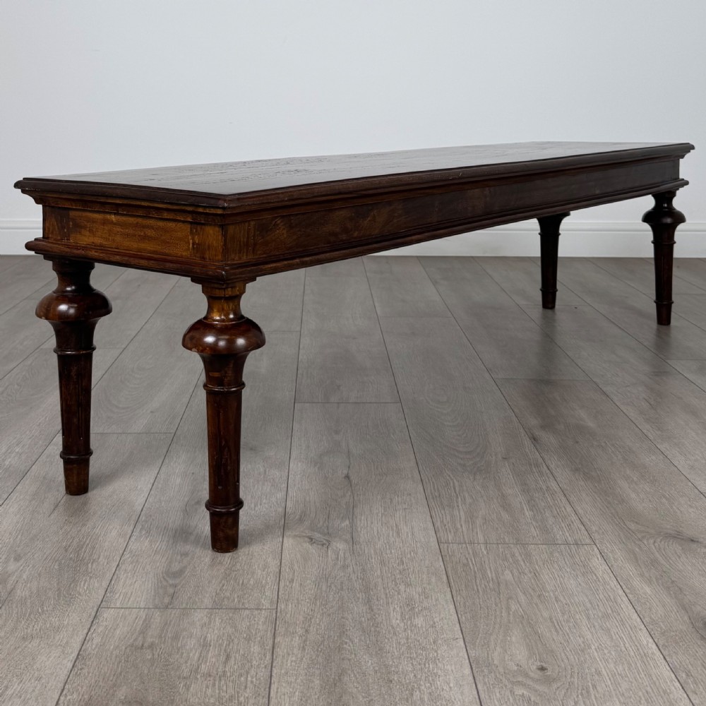 Antique 20th Century Long Hall Bench In Mahogany  View III