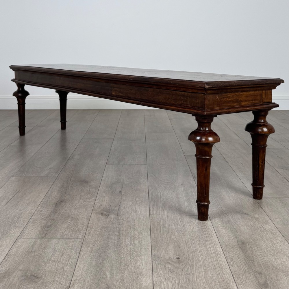 Antique 20th Century Long Hall Bench In Mahogany  View V