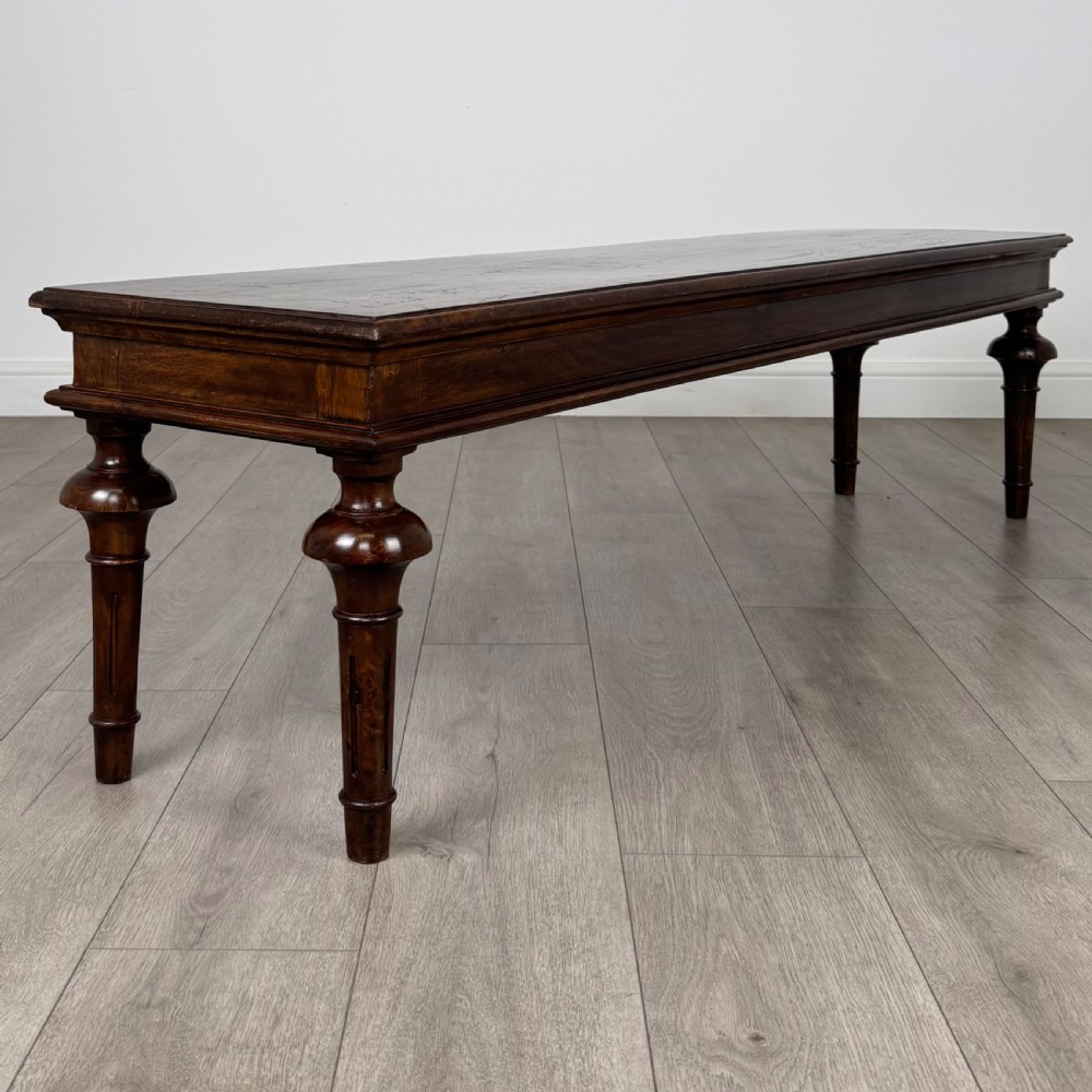 Antique 20th Century Long Hall Bench In Mahogany  View VII