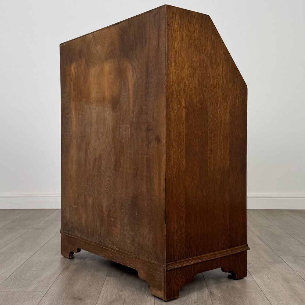  Antique 20th Century Linenfold Bureau In Oak View VII