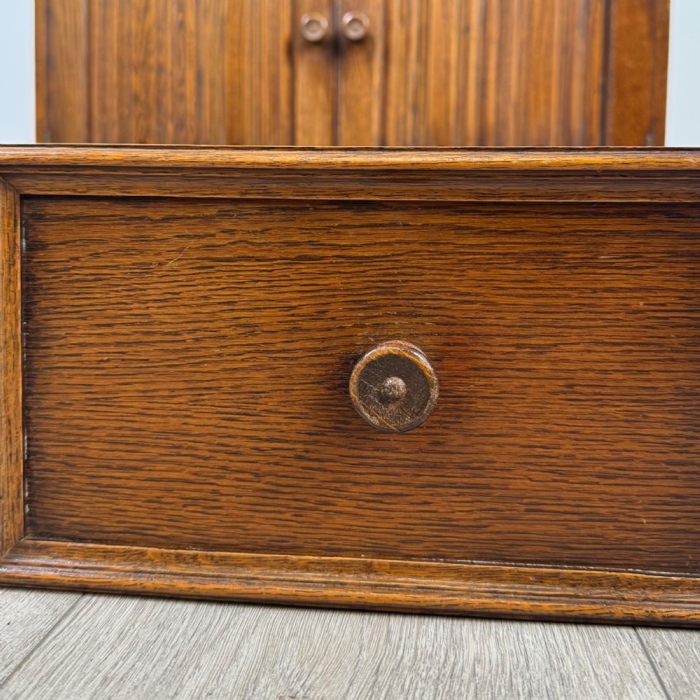  Antique 20th Century Linenfold Bureau In Oak View XIII