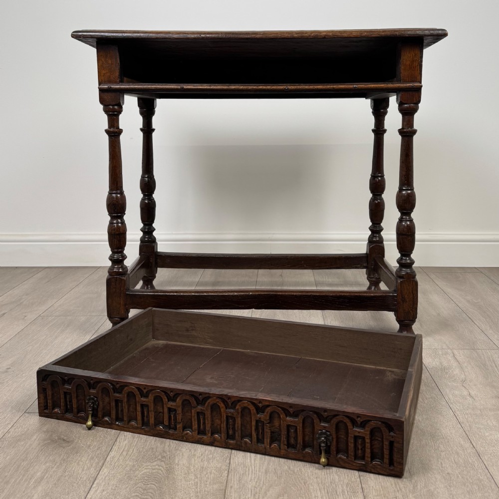  Antique 18th Century Fine Quality Side Table In Oak View X