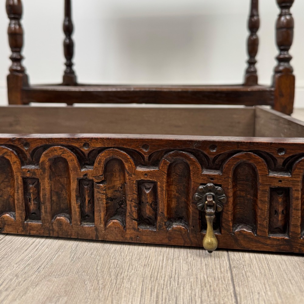  Antique 18th Century Fine Quality Side Table In Oak View XI