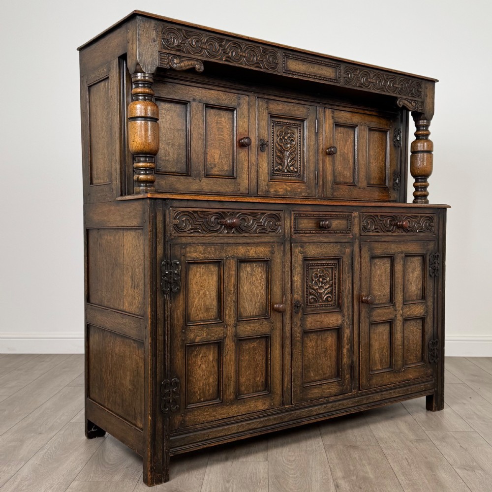 Antique 20th Century Fine Quality Court Cupboard In Oak View IX