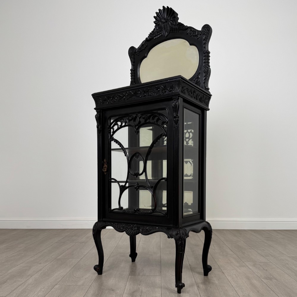 Antique 19th Century Good Quality Ebonised Display Cabinet  View III