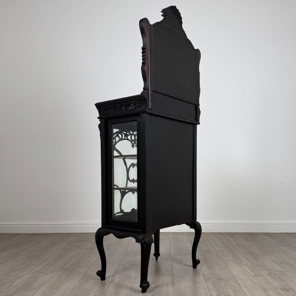 Antique 19th Century Good Quality Ebonised Display Cabinet  View IV