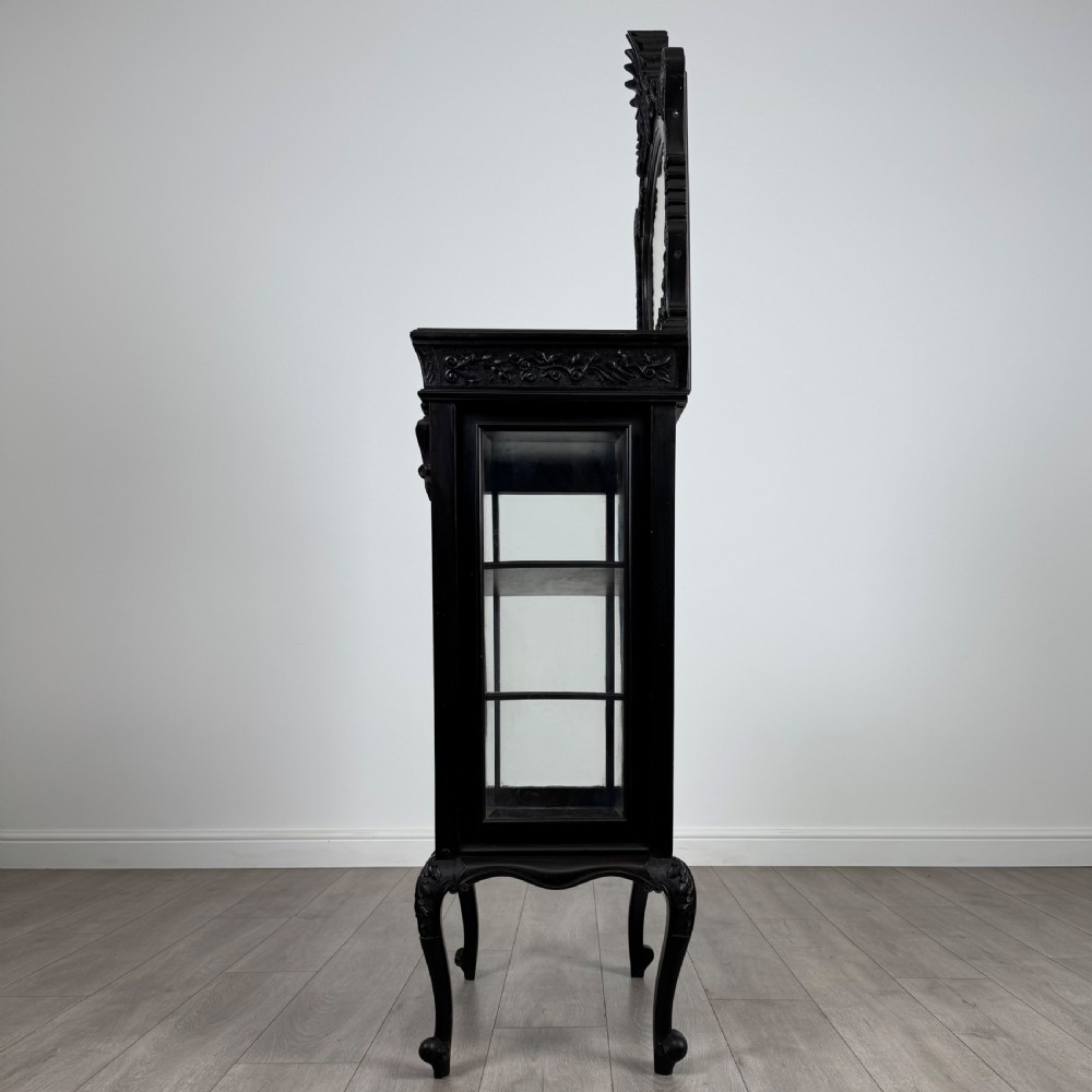 Antique 19th Century Good Quality Ebonised Display Cabinet  View V