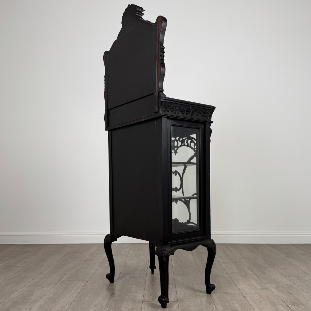 Antique 19th Century Good Quality Ebonised Display Cabinet  View VII