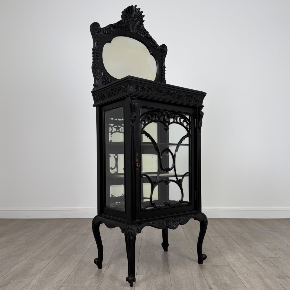 Antique 19th Century Good Quality Ebonised Display Cabinet  View IX