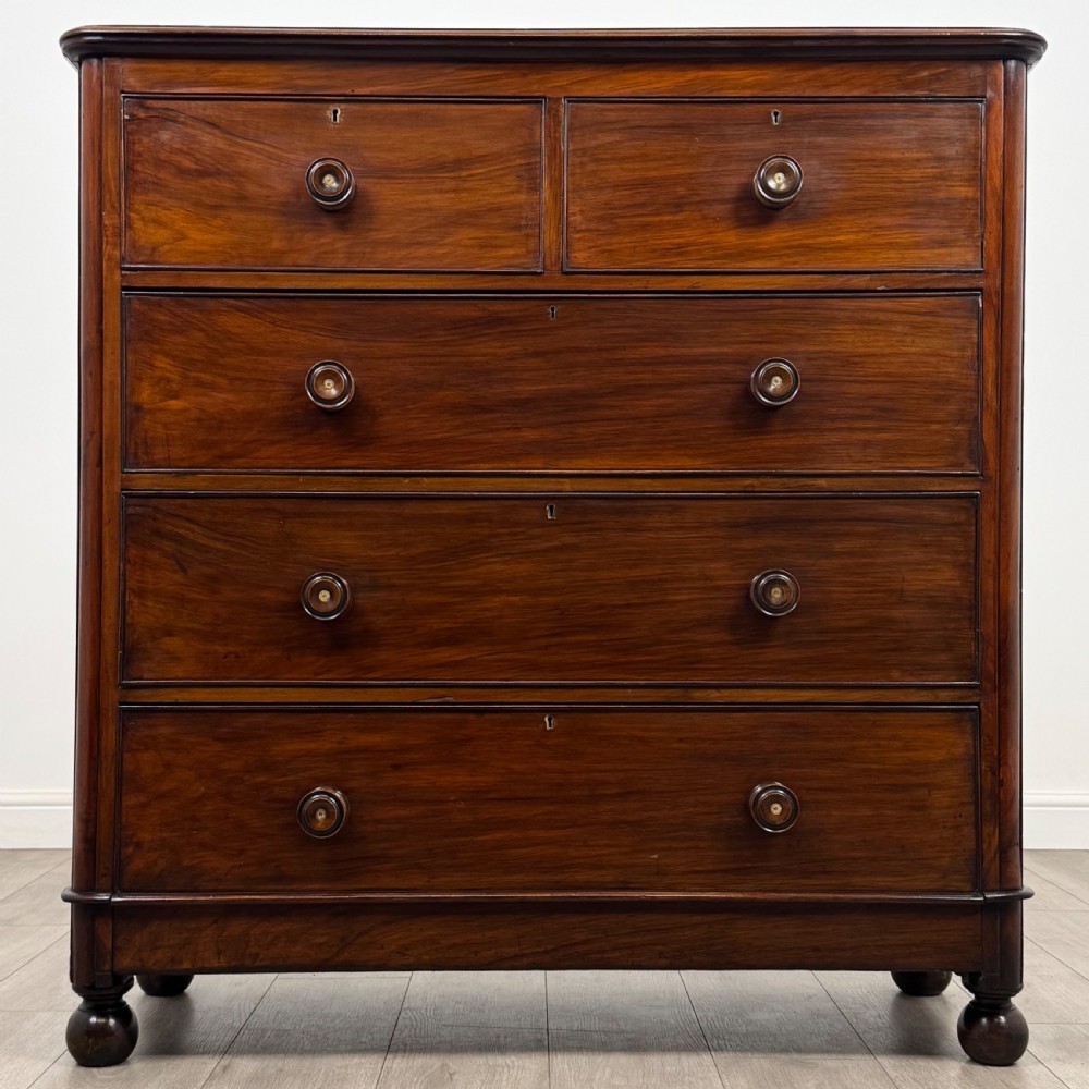  Antique 19th Century Chest Of Drawers In Mahogany 