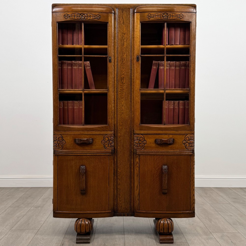  Antique 20th Century Good Quality Oak Display Cabinet 