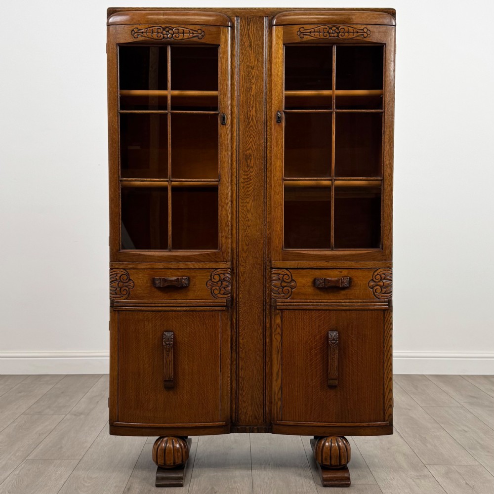  Antique 20th Century Good Quality Oak Display Cabinet  View II