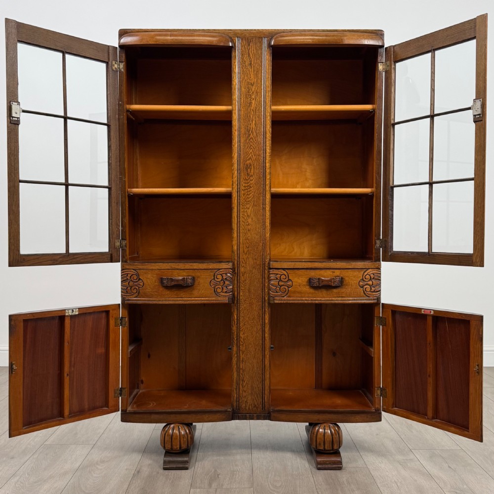  Antique 20th Century Good Quality Oak Display Cabinet  View III