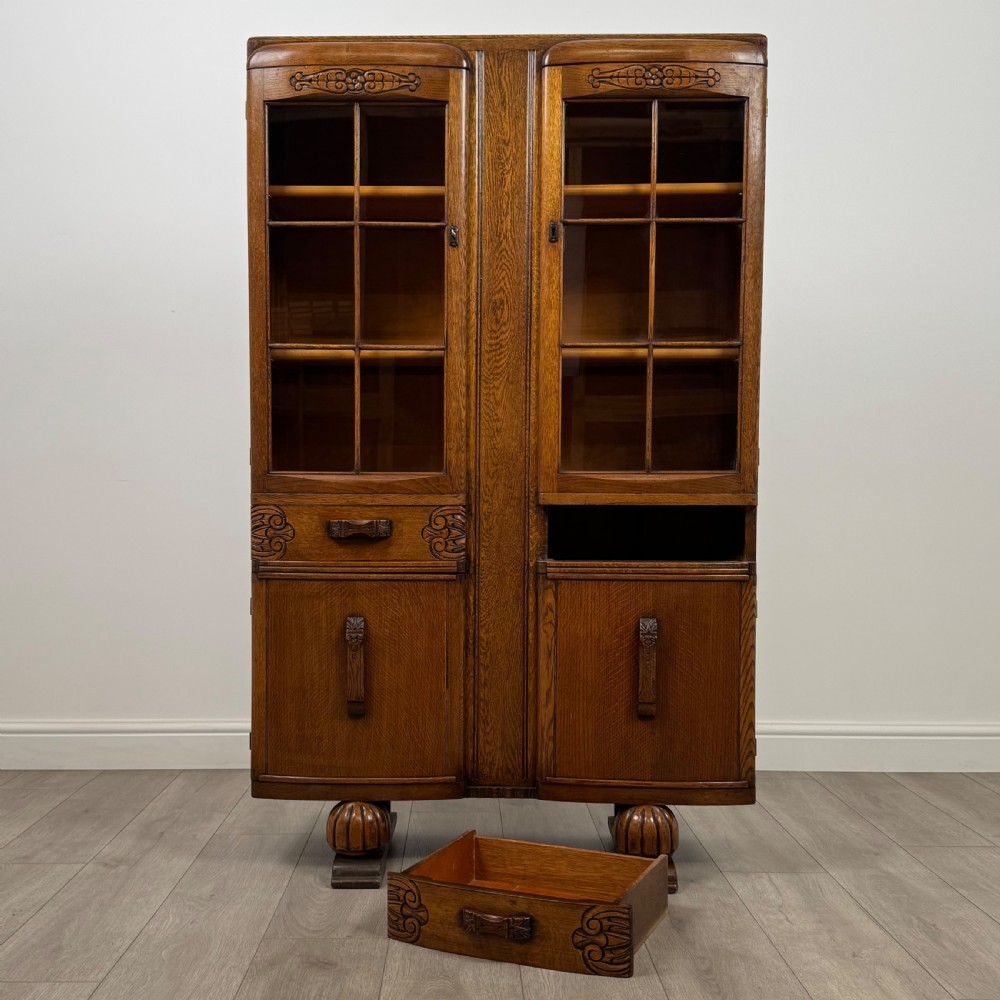  Antique 20th Century Good Quality Oak Display Cabinet  View XII