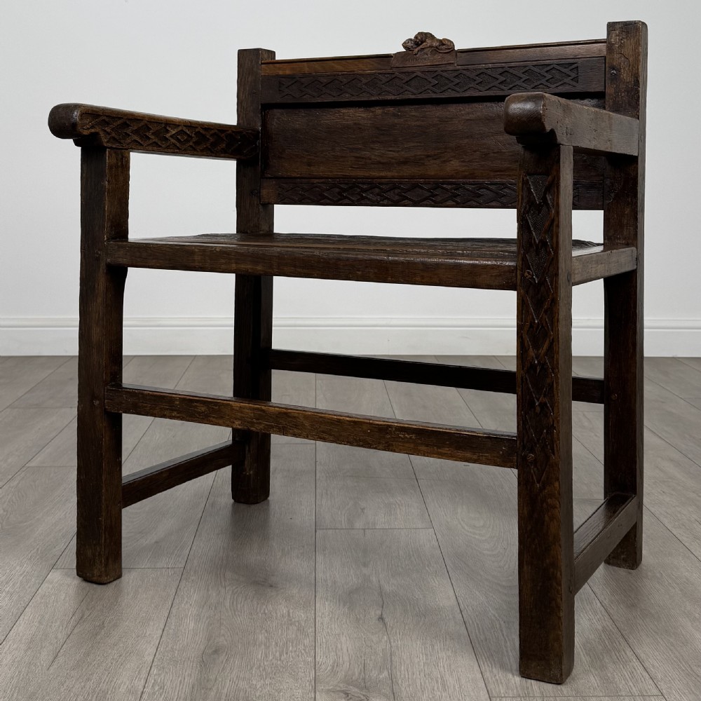  Antique 19th Century Fine Quality Armchair In Oak  View II