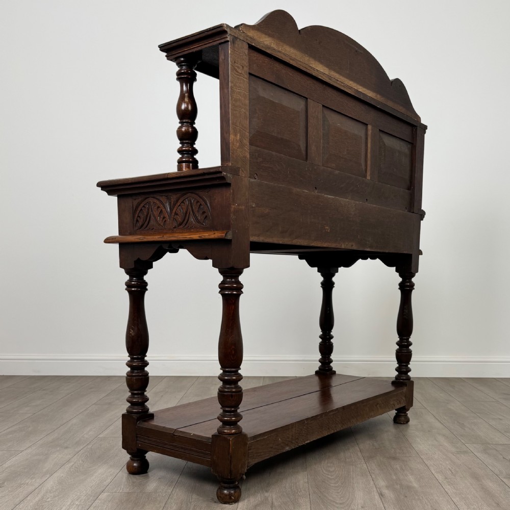 Antique 19th Century Heavily Carved Oak Side Table  View IV