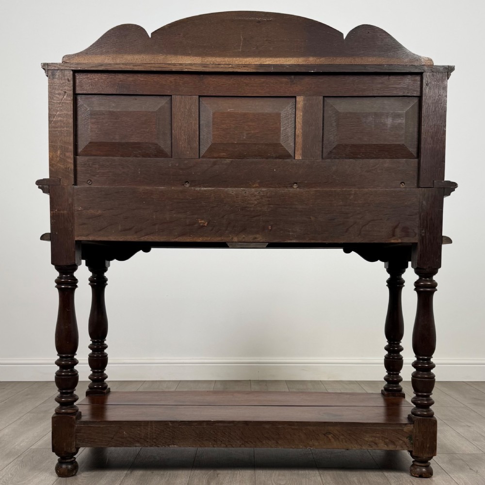 Antique 19th Century Heavily Carved Oak Side Table  View V