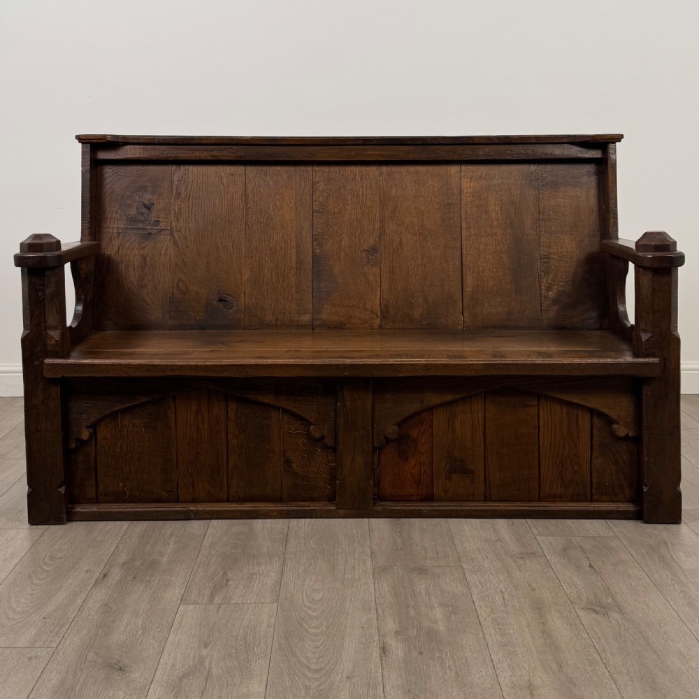 Antique 20th Century Fine Quality Settle In Oak 