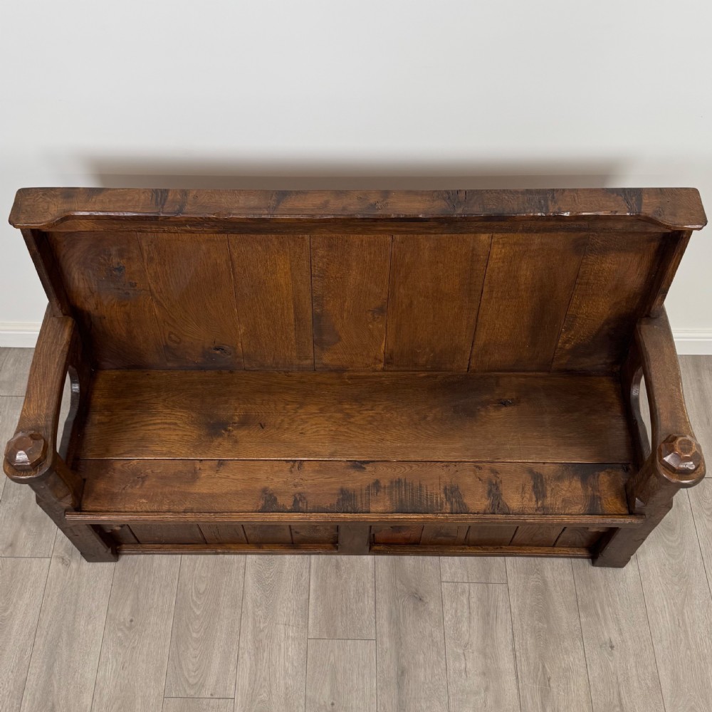 Antique 20th Century Fine Quality Settle In Oak  View IX