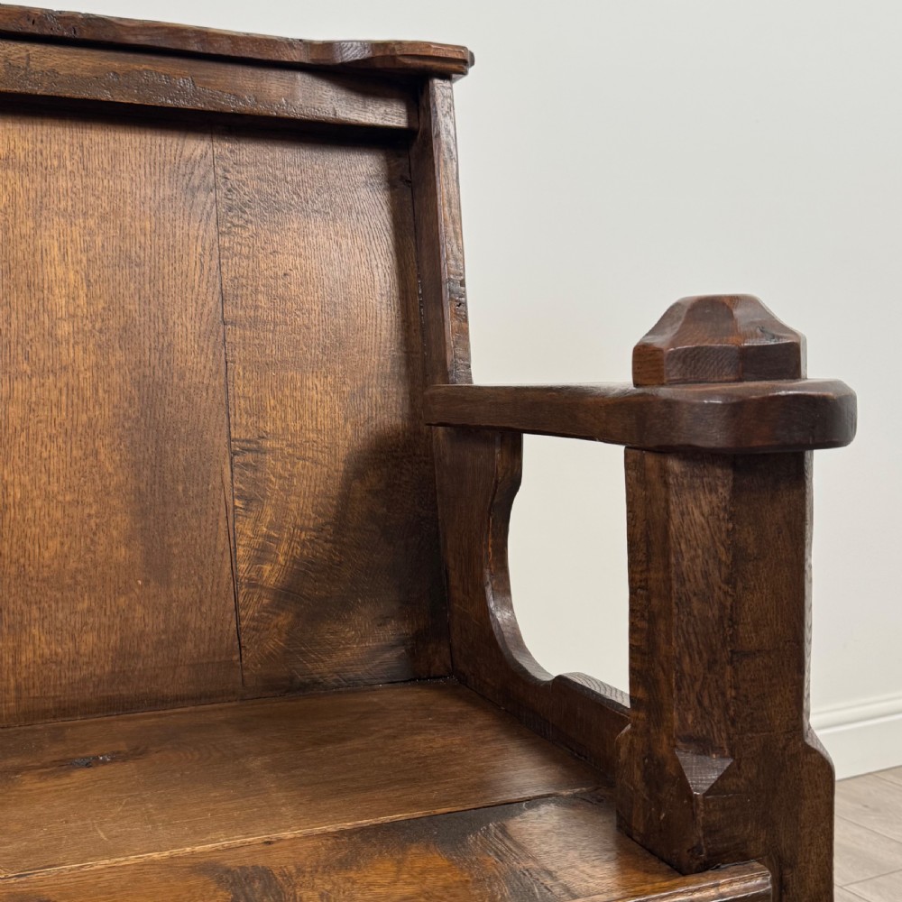 Antique 20th Century Fine Quality Settle In Oak  View X