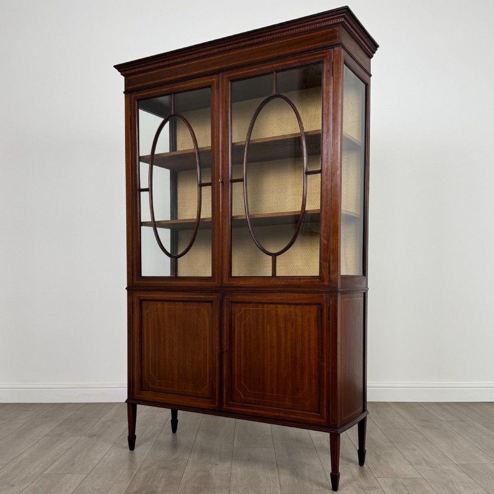 Antique 20th Century Inlaid Display Cabinet In Mahogany View IV