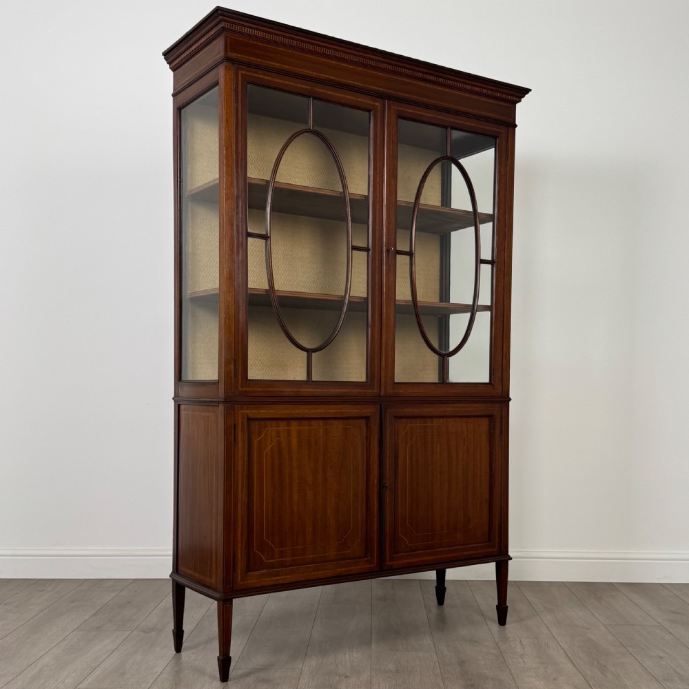 Antique 20th Century Inlaid Display Cabinet In Mahogany View X