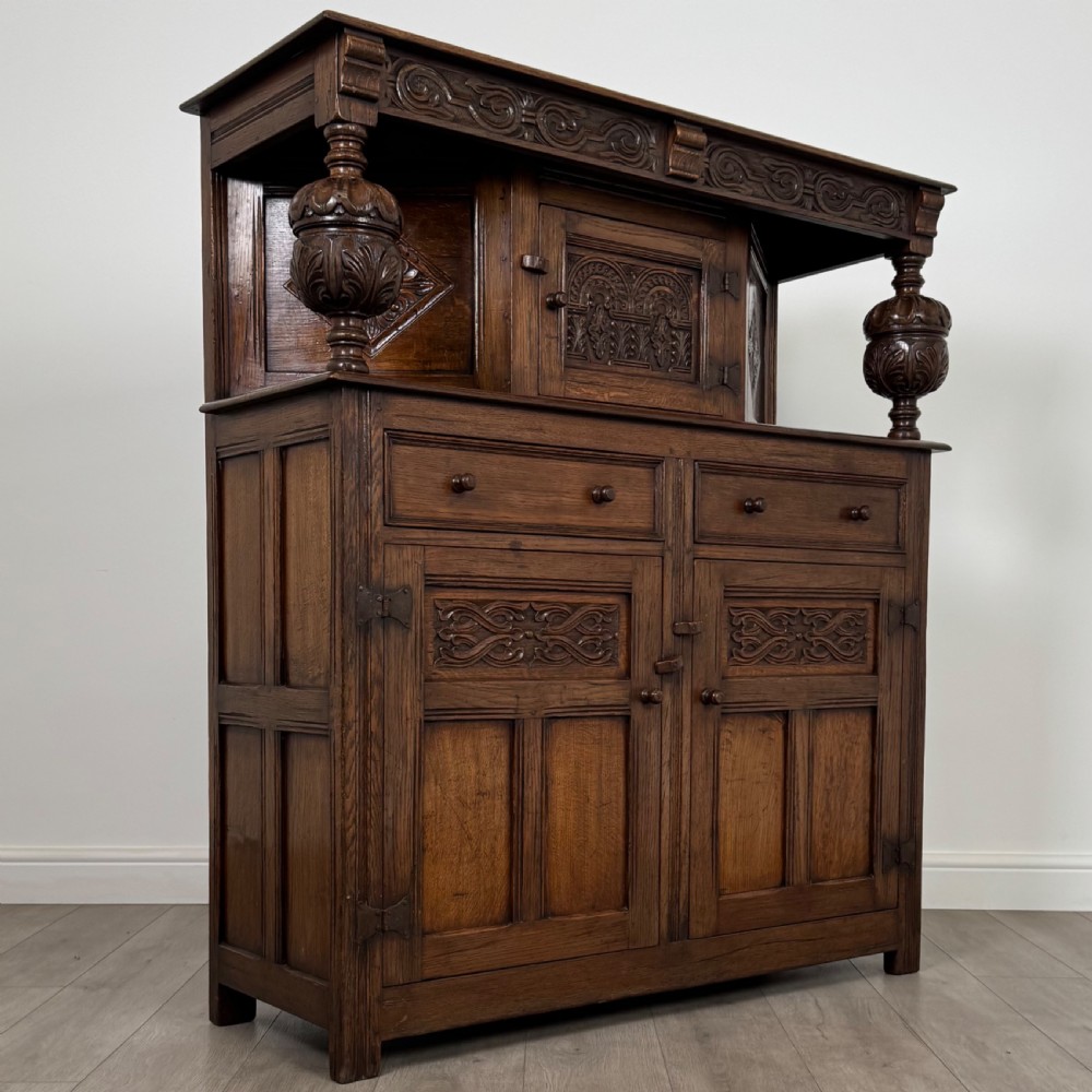 Antique 20th Century Good Quality Court Cupboard In Oak  View IX