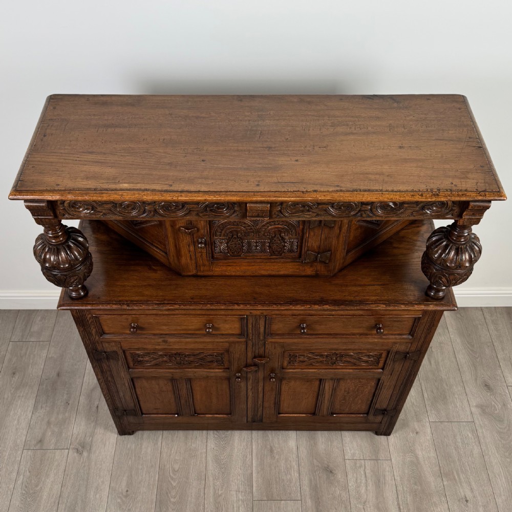 Antique 20th Century Good Quality Court Cupboard In Oak  View X