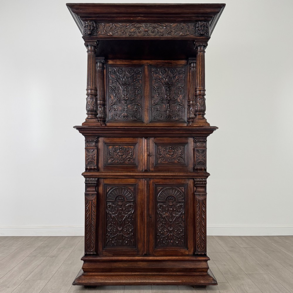 Antique 19th Century Fine Quality Carved Oak Cupboard