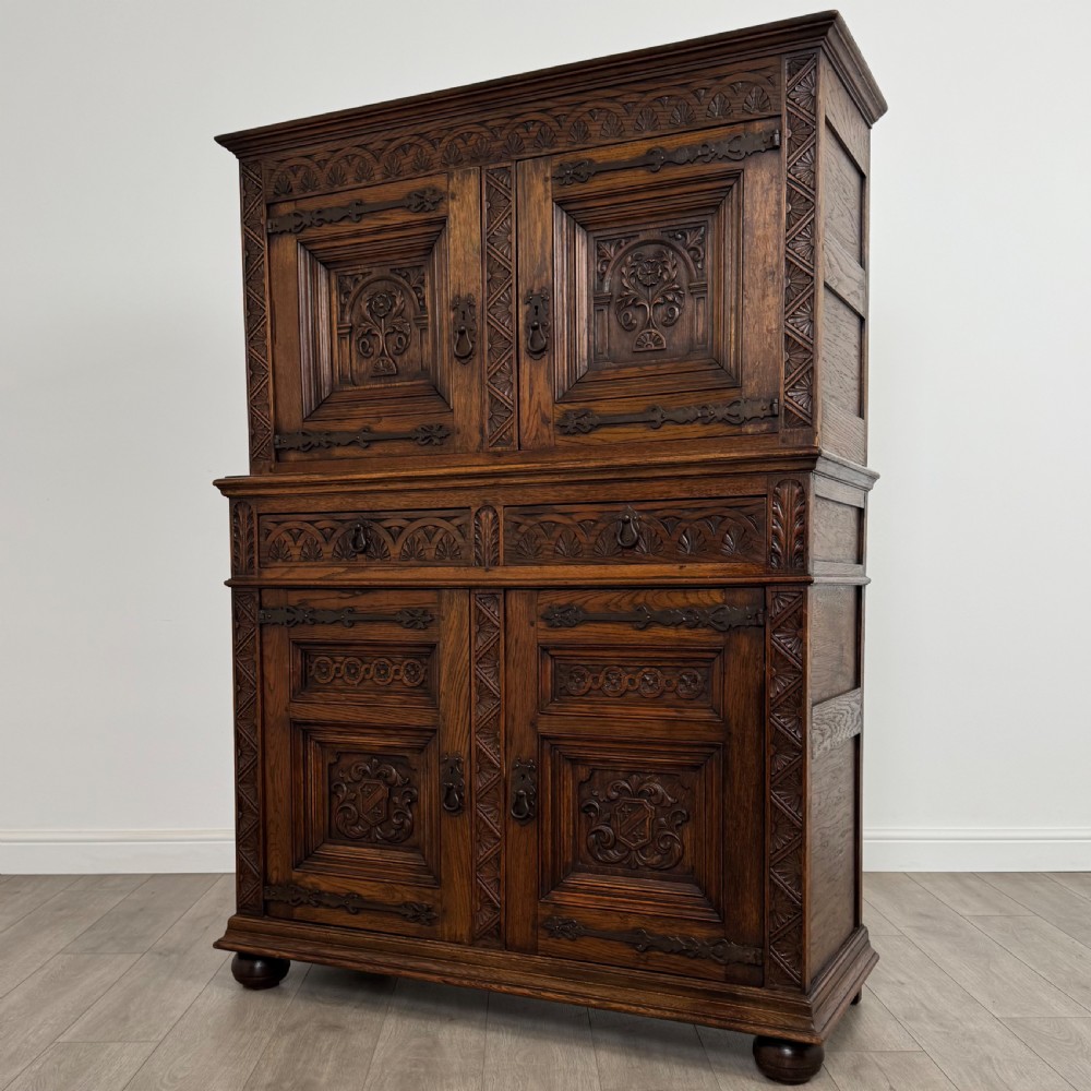 Antique 19th Century Good Quality Carved Oak Cupboard View III
